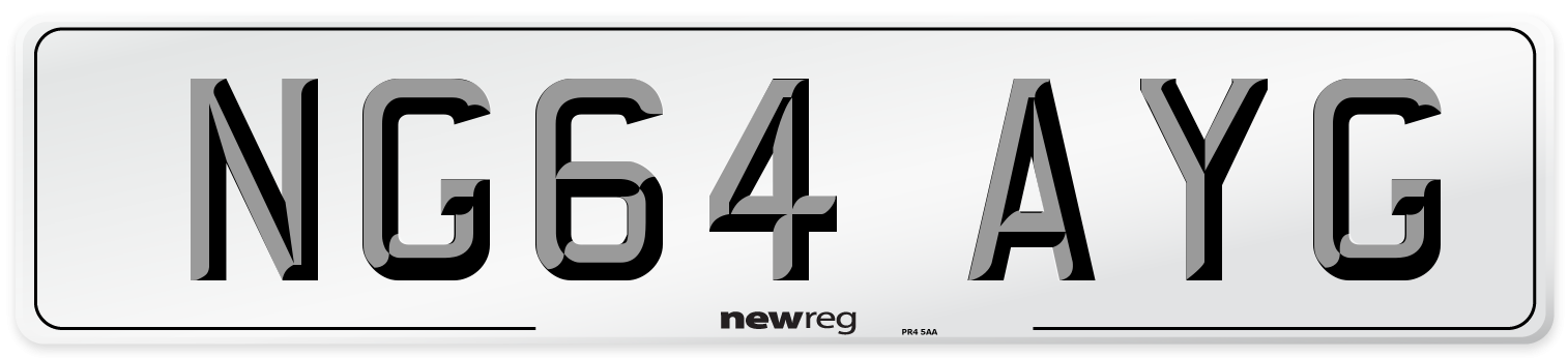 NG64 AYG Number Plate from New Reg